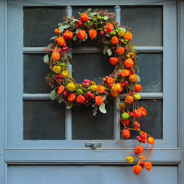 Ghirlanda Fiori Artificiali 41 Cm - Decorazione Porta Ingresso Per Primavera E Matrimoni